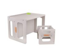 KiddyMoon Table et chaise pour enfants, table multifonctionnelle, set de canapé Jouets en bois Meubles pour enfants Table pour enfants Meubles en bois Chaises Banc en bois, couleur grise