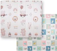 KiddyMoon Tapis de jeu pour bébé Tapis d'éveil double face Tapis en mousse pour enfants Motifs adaptés à l'enfant Aire de jeux Développement plus confortable Idéal Pour l'intérieur et l'extérieur 180X