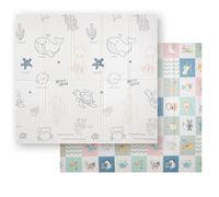 KiddyMoon Tapis De Jeu Pour Enfant Bébé Tapis Mousse Tapis De Sol Tapis D'éveilbebe Reversible Stimulation De L'imagination Pliable Pour L'intérieur Et L'extérieur 180X200x1,5Cm, Brun-Mer