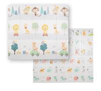KiddyMoon Tapis De Jeu Pour Enfant Bébé Tapis Mousse Tapis De Sol Tapis D'éveilbebe Reversible Stimulation De L'imagination Pliable Pour L'intérieur Et L'extérieur 180X200x1cm, Orange-Cirque