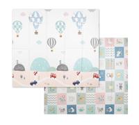 KiddyMoon Tapis De Jeu Pour Enfant Bébé Tapis Mousse Tapis De Sol Tapis D'éveilbebe Reversible Stimulation De L'imagination Pliable Pour L'intérieur Et L'extérieur 180X200x1cm, Gris-Ballons