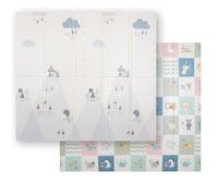 KiddyMoon Tapis De Jeu Pour Enfant Bébé Tapis Mousse Tapis De Sol Tapis D'éveilbebe Reversible Stimulation De L'imagination Pliable Pour L'intérieur Et L'extérieur 180X200x1,5Cm, Gris-Montagnes