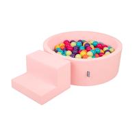 KiddyMoon Terrain de jeu en mousse souple pour enfants avec terrain de jeu à balles rondes (100 ∅ 7 cm) avec obstacles souples et piscine à balles, fabriqué dans l'UE, Rose : Vert d'enfer/Jaune/Turquo