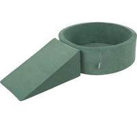 KiddyMoon Terrain de jeu en velours en mousse avec balles de bain rondes en velours (100 balles) + fosses à balles cunéiformes pour les courses d'obstacles des enfants dans le bain, fabriqué dans l'UE