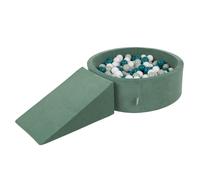 KiddyMoon Terrain de jeu en velours en mousse avec boules de bain rondes en velours (100 boules) + fosses à balles cunéiformes pour les courses d'obstacles des enfants dans le bain, fabriqué dans l'UE