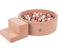 KiddyMoon Terrain de jeu en velours en mousse avec boules de bain rondes en velours (200 boules) + puits à boules pour que les bébés puissent jouer dans la baignoire avec des obstacles, fabriqué dans 
