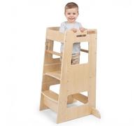 KiddyMoon Tour d'apprentissage/D'observation Montessori pour Enfant en Bois 3 Hauteurs Réglables Pieds Anti-Bascule, Naturel