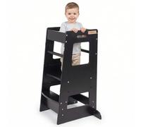 KiddyMoon Tour d'apprentissage/D'observation Montessori pour Enfant en Bois 3 Hauteurs Réglables Pieds Anti-Bascule, Noir