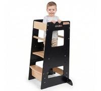 KiddyMoon Tour d'apprentissage/D'observation Montessori pour Enfant en Bois 3 Hauteurs Réglables Pieds Anti-Bascule, Noir/Naturel