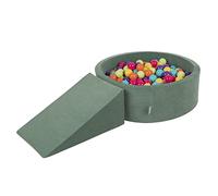 KiddyMoon Velvet Aire De Jeux en Mousse avec Rond Piscine À Balles pour Enfants (100 Balles), Vert Forêt: Vert Clair/Turquoise/Orange/Rose Foncé/Violet