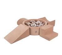 KiddyMoon Velvet Aire De Jeux en Mousse avec Rond Piscine À Balles pour Enfants Piscine (200 Balles), Rose des Sables: Beige Pastel/Cuivre/Perle