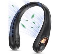 KIDEE Ventilateur de cou portable sans pales - Débit d'air à 360° - Super silencieux - 3 vitesses - 4000 mAh - Volume d'air de refroidissement amélioré - Ventilateur mains libres rechargeable par USB