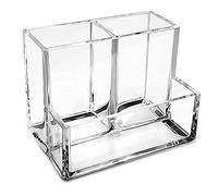 KiDEPOCH Pot à crayons en acrylique transparent pour bureau, organisateur de rangement de pinceaux de maquillage, organisateur de bureau moderne pour l'école, la maison et le bureau.