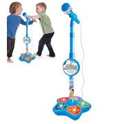 Kidi Superstar DJ Studio, Microphone avec Support pour Enfant, Karaoké Portable avec Micŕo Et Hauteur Réglable, Microphone LED Debout, Idéal Cadeau Anniversaire Et Fêtes,Set De Jeu Chant avec Lumières