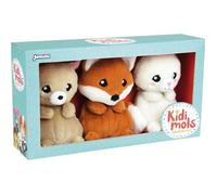 KIDIMOLS Coffret de 3 peluches animaux de la foret +/- 14 cm