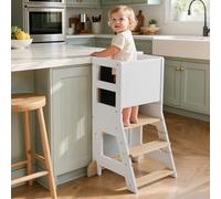 KIDINIX Tour d'apprentissage Montessori pour enfants à partir de 1 an - Avec tableau blanc magnétique et tableau noir amovible - Hauteur réglable - Chaise d'apprentissage Montessori pour cuisine et