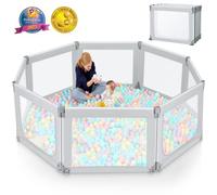 Kidirect Parc pliable extra large de 180 x 175 cm pour bébés et tout-petits, parc de jeu pour bébé avec maille respirante, taille et forme réglables, cour de jeu intérieure et extérieure pour
