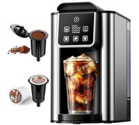 KIDISLE - Machine à café chaude et glacée avec ajustement audacieux, cafetière à portion unique pour tasse K et moulue, tailles de bière de 150 à 300 ml, réservoir d'eau amovible de 140 ml, cafetière