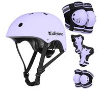 Kidiyana Ensemble de protections pour enfants avec genouillères, coudes et poignets + casque de vélo léger et réglable - Respirant et résistant aux chocs pour scooter, roller, skateboard et vélo, S (2