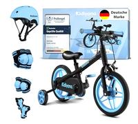 Kidiyana Kit de vélo 3 en 1 à partir de 2 ans avec casque rigide pour enfant, jeu de protections - genouillères, coudières et protège-poignets - Vélo pour enfant de 12 pouces avec pédales amovibles et