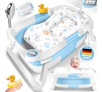 KIDIZ Baignoire | Bébé | Baignoire ergonomique pour nouveau-nés de 0 à 24 mois | Douche de voyage portable | Avec thermostat