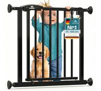 KIDIZ Barrière de protection d'escalier, sans perçage, largeur réglable : 74 à 80 cm, hauteur : 75 cm, pour enfants et chiens, ouverture d'une seule main, système Open-Stop à 90°, noire
