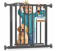 KIDIZ Barrière de protection d'escalier sans perçage - Largeur réglable : 88-94 cm - Hauteur : 75 cm - Grille de protection de porte et barrière pour enfants et chiens - Ouverture à une main des deux