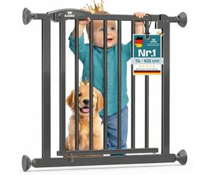 KIDIZ Barrière de protection d'escalier sans perçage - Largeur réglable : 88-94 cm - Hauteur : 75 cm - Grille de protection de porte et barrière pour enfants et chiens - Ouverture à une main des deux