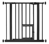 KIDIZ® Barrière de Sécurité, Barrière d'Escalier, pour Enfants, avec Portillon, pour Chiens et Chats, sans Percer, Extensible, Combinable avec des Broches en Y, Pivotante, 74-87 cm - Noir