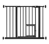 KIDIZ® Barrière de Sécurité, Barrière d'Escalier, pour Enfants, avec Portillon, pour Chiens et Chats, sans Percer, Extensible, Combinable avec des Broches en Y, Pivotante, 88-101 cm - Noir