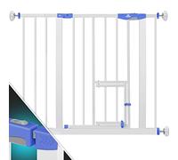 KIDIZ® Barrière de Sécurité, Barrière d'Escalier, pour Enfants, avec Portillon, pour Chiens et Chats, sans Percer, Extensible, Combinable avec des Broches en Y, Pivotante, 88-101 cm - Blanc/Bleu