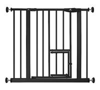 KIDIZ® Barrière de Sécurité, Barrière d'Escalier, pour Enfants, avec Portillon, pour Chiens et Chats, sans Percer, Extensible, Combinable avec des Broches en Y, Pivotante, 81-94 cm - Noir