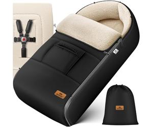 KIDIZ® Chancelière pour Bébé Chancelière d'hiver avec Fermeture à Glissière Couverture pour Bébé Poussette Lavable Tête Fermable, Poche, Adaptable à Toutes les Poussettes - Noir