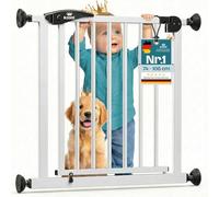 KIDIZ Grille de protection, de porte, d'escalier, pour enfants, animaux de compagnie, sans perçage, orientable des deux côtés, blanc/noir, 81-87 cm