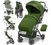 KIDIZ Poussette pliable pour enfant - Roues à 360° - Sangle à 5 points - Avec chancelière - Porte-gobelet, housse de pluie et moustiquaire - Dossier réglable et capote pare-soleil