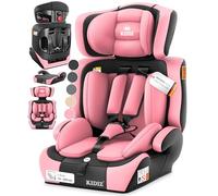 KIDIZ® Siège auto i-Size R129 de 100 à 150 cm à 12 ans, groupe 1/2/3, sans isofix, siège enfant évolutif, ceinture 5 points et appuie-tête réglable en hauteur, rose