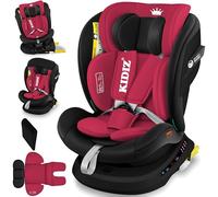 KIDIZ® Siège auto pour enfant avec Isofix i-Size R129 de 100 à 150 cm jusqu'à 12 ans, groupe 0/1/2/3, siège auto grandit, harnais 5 points, appuie-tête réglable en hauteur, rehausseur auto, bordeaux
