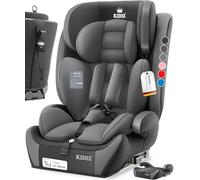 KIDIZ® Siège auto pour enfant avec Isofix i-Size R129 de 100 à 150 cm jusqu'à 12 ans, groupe 1/2/3, siège auto grandit, harnais 5 points et appuie-tête réglable en hauteur, gris