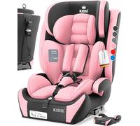 KIDIZ® Siège auto pour enfant avec Isofix i-Size R129 de 100 à 150 cm jusqu'à 12 ans, groupe 1/2/3, siège auto grandit, harnais 5 points, appuie-tête réglable en hauteur, rehausseur de voiture, rose