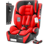 KIDIZ® Siège auto pour enfant avec Isofix i-Size R129 de 100 à 150 cm jusqu'à 12 ans, groupe 1/2/3, siège auto grandissant, ceinture 5 points et appuie-tête réglable en hauteur, rouge