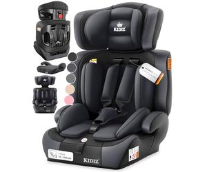 KIDIZ Siège auto pour enfant, groupe 1, 2 et 3, de 9 à 36 kg, avec ceinture de sécurité 5 points, siège auto, appuie-tête réglable, anthracite