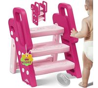 KIDIZ® Tabouret pour Enfants Escabeau Pliable avec 3 marches | Tour d'apprentissage Pliable de 18 Mois à 6 Ans | Robuste | Marchepied sûr & Stable | Hauteur réglable Antidérapant