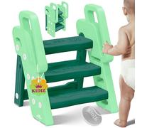 KIDIZ® Tabouret pour Enfants Escabeau Pliable avec 3 marches | Tour d'apprentissage Pliable de 18 Mois à 6 Ans | Robuste | Marchepied sûr & Stable | Hauteur réglable Antidérapant