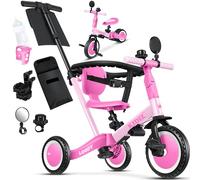 KIDIZ® Tricycle 6 en 1 | Roues de course pour enfants 1-5 ans | Aide à l'apprentissage de la marche jusqu'à 25 kg | Guidon, barre de sécurité, ceinture de sécurité, sonnette