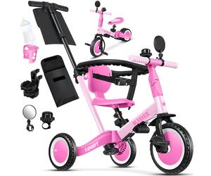 KIDIZ® Tricycle 6 en 1 | Roues de course pour enfants 1-5 ans | Aide à l'apprentissage de la marche jusqu'à 25 kg | Guidon, barre de sécurité, ceinture de sécurité, sonnette