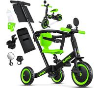 KIDIZ Tricycle 6 en 1 | Roues de course pour enfants à partir de 1 an à 5 ans | Aide à l'apprentissage de la marche jusqu'à 25 kg | Avec guidon, barre de sécurité, ceinture de sécurité, sonnette et