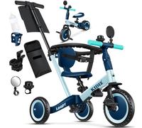 Kidiz® Tricycle 6 en 1 - Vélo de course - Aide à l'apprentissage de la marche - Pour enfants de 1 à 5 ans - Roues - Charge maximale : 25 kg - Guidon - Barre de sécurité
