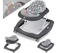 KIDIZ® Trotteur Babywalker 4 en 1 - Chariot d'Éveil et de Marche avec Fonction Basculante, Transat à Roulettes, Lumière, Musique, Aire de Jeu et Table à Manger Pliable