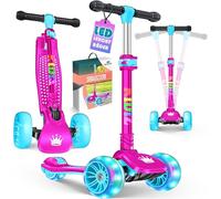 KIDIZ® Trottinette Pro1 à 3 Roues avec LED en polyuréthane - Hauteur réglable, Rose