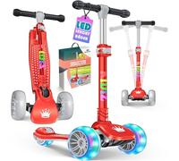 KIDIZ® Trottinette Pro1 à 3 Roues avec LED en polyuréthane - Hauteur réglable, Rouge